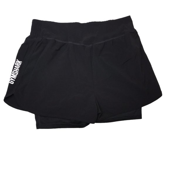 GYMSHARK Shorts Athletic Yoga Black.Size Women's Large.Lined Liner Double S